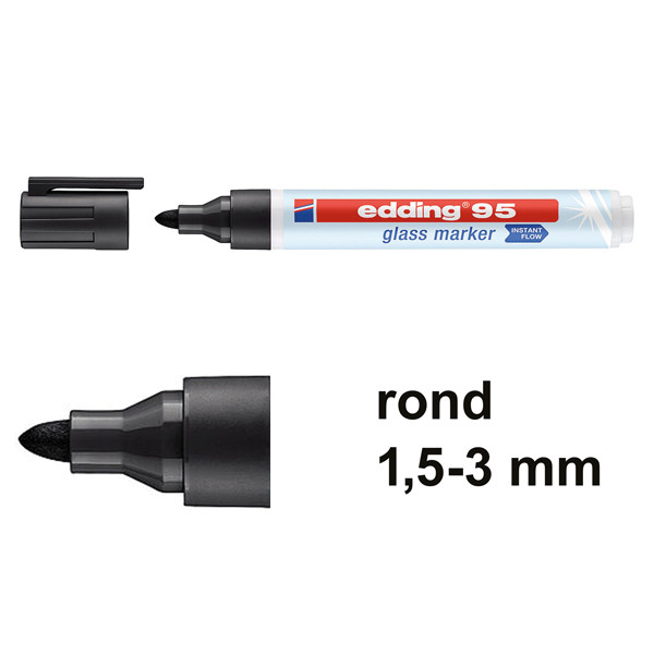 Edding 95 glasmarker zwart (1,5 - 3 mm rond) 4-95001 240585 - 1