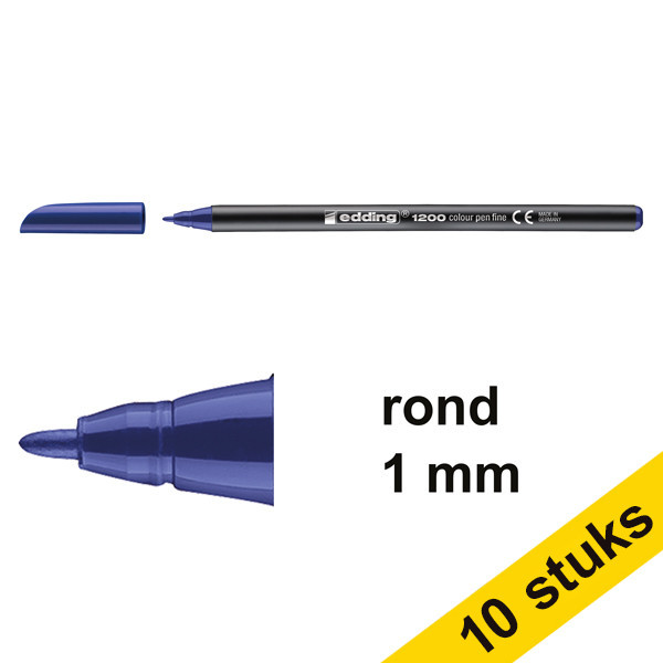 Aanbieding: 10x Edding 1200 viltstift blauw (1 mm rond) 239560 - 1