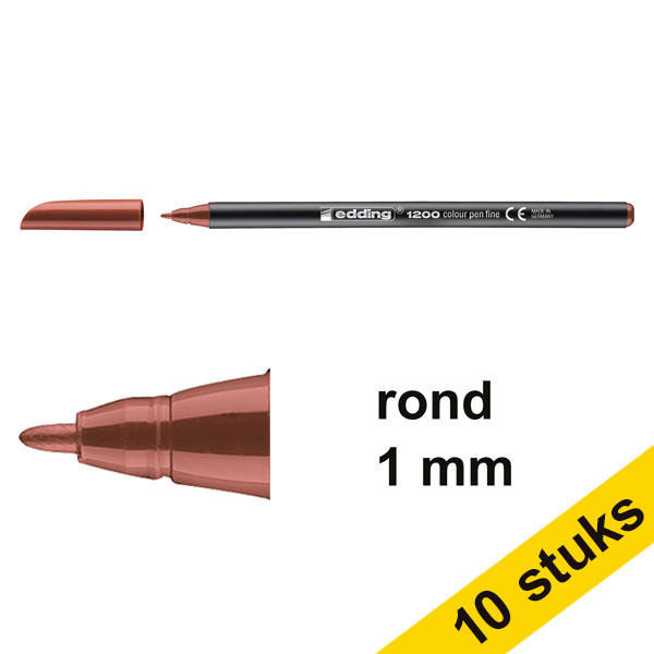 Aanbieding: 10x Edding 1200 viltstift bruin (1 mm rond) 239562 - 1