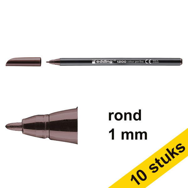 Aanbieding: 10x Edding 1200 viltstift donkerbruin (1 mm rond) 239563 - 1