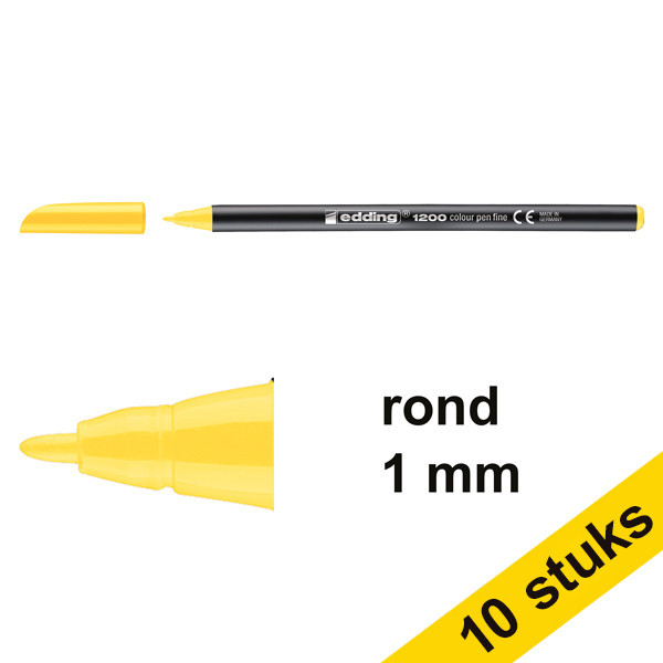 Aanbieding: 10x Edding 1200 viltstift geel (1 mm rond) 239565 - 1