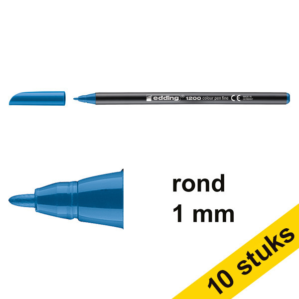 Aanbieding: 10x Edding 1200 viltstift lichtblauw (1 mm rond) 239572 - 1