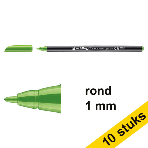 Aanbieding: 10x Edding 1200 viltstift lichtgroen (1 mm rond) 239573 - 1