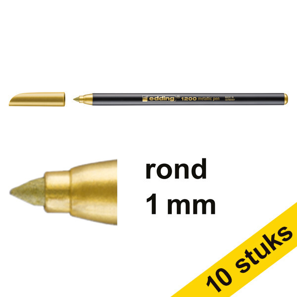 Aanbieding: 10x Edding 1200 viltstift metallic goud (1 mm rond) 239566 - 1