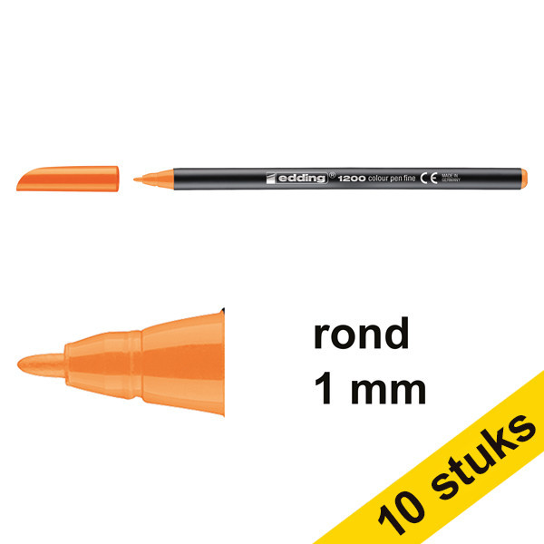 Aanbieding: 10x Edding 1200 viltstift neon-oranje (1 mm rond) 239578 - 1