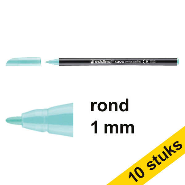 Aanbieding: 10x Edding 1200 viltstift pastelturquoise (1 mm rond) 239586 - 1