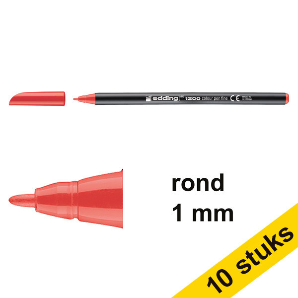 Aanbieding: 10x Edding 1200 viltstift rood (1 mm rond) 239587 - 1