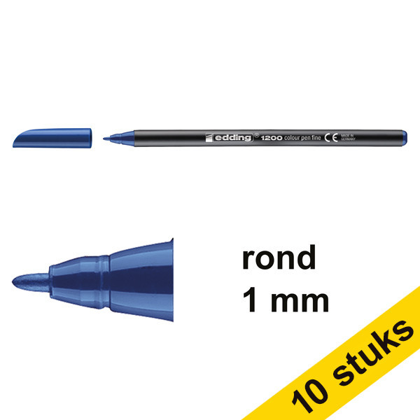 Aanbieding: 10x Edding 1200 viltstift staalblauw (1 mm rond) 239590 - 1