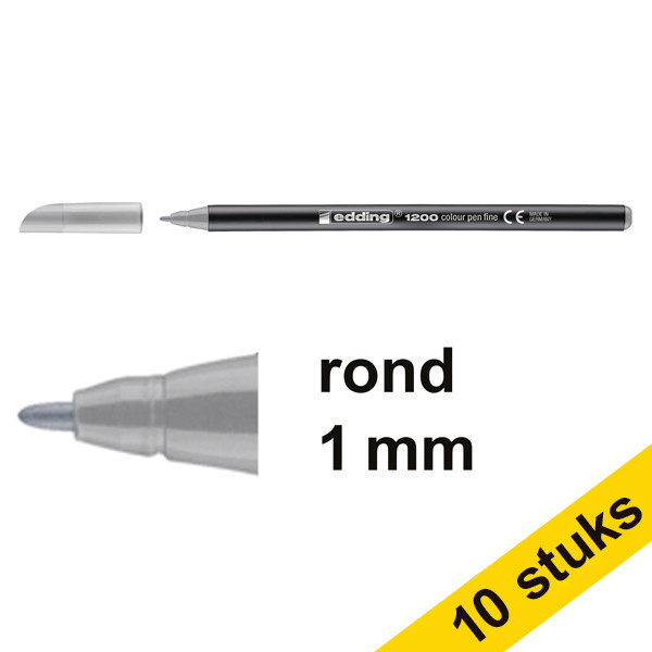 Aanbieding: 10x Edding 1200 viltstift zilvergrijs (1 mm rond) 239594 - 1
