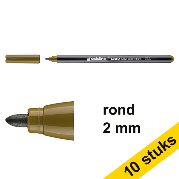 Aanbieding: 10x Edding 1300 viltstift  olijfbruin (2 mm rond) 239611 - 1