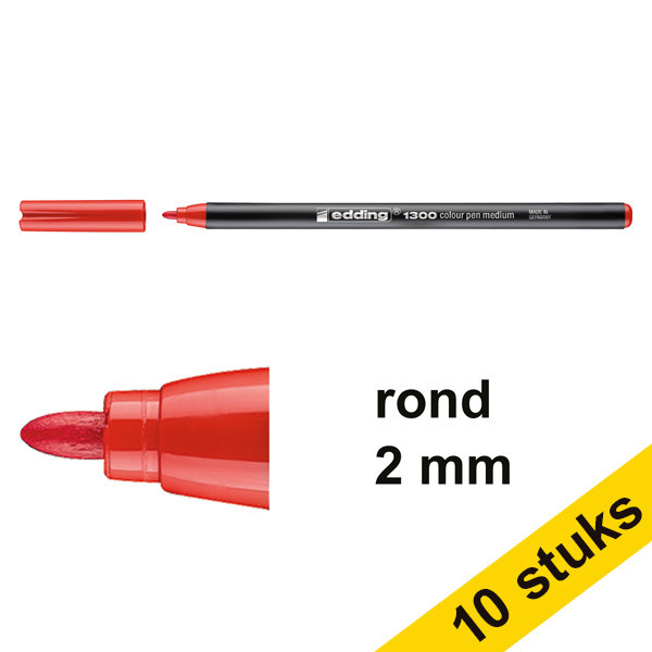 Aanbieding: 10x Edding 1300 viltstift rood (2 mm rond) 239637 - 1