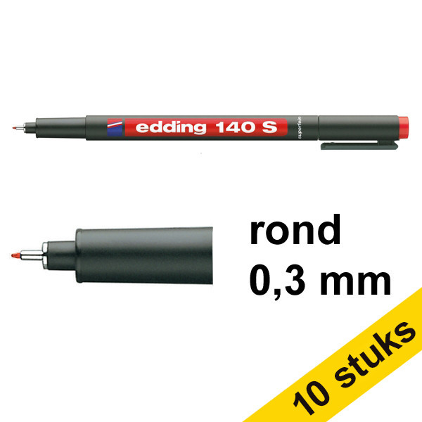 Edding Aanbieding: 10x Edding 140S OHP marker rood (0,3 mm rond)  239488 - 1