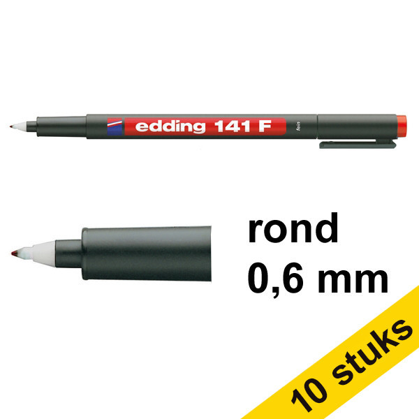 Edding Aanbieding: 10x Edding 141F OHP marker rood (0,6 mm rond)  239689 - 1