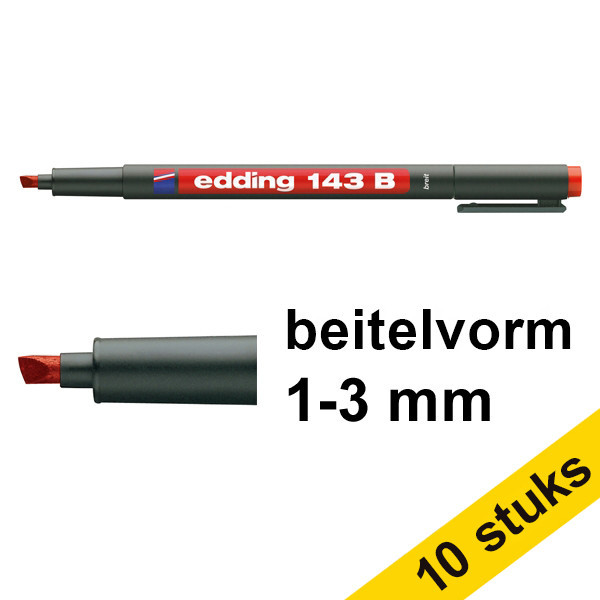 Edding Aanbieding: 10x Edding 143B OHP marker rood (1 - 3 mm beitel)  239699 - 1