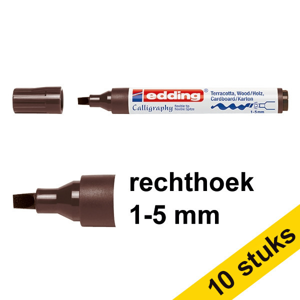 Aanbieding: 10x Edding 1455 kalligrafiepen donkerbruin (1 - 5 mm) 239701 - 1