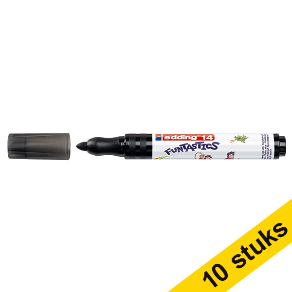 Aanbieding: 10x Edding 14 Funtastics viltstift zwart (3 mm rond) 239683 - 1