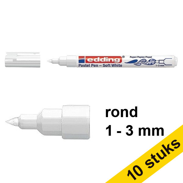 Aanbieding: 10x Edding 1500 pastelpen semi-transparant wit (1 - 3 mm rond) 239708 - 1