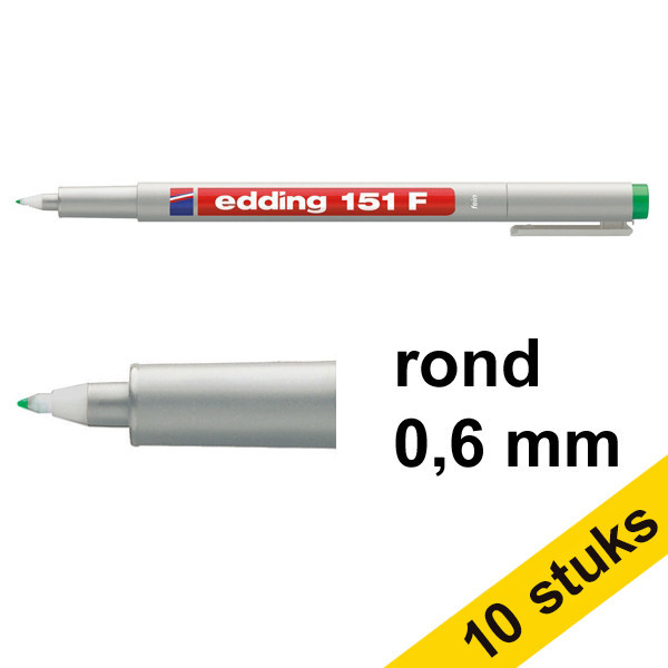 Aanbieding: 10x Edding 151F OHP marker groen (0,6 mm rond) 239716 - 1