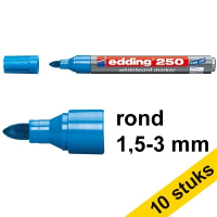 Aanbieding: 10x Edding 250 whiteboard marker lichtblauw (1,5 - 3 mm rond)