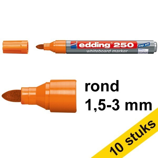 Edding Aanbieding: 10x Edding 250 whiteboard marker oranje (1,5 - 3 mm rond)  262312 - 1