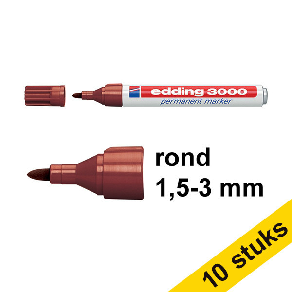 Edding Aanbieding: 10x Edding 3000 permanent marker bruin (1,5 - 3 mm rond)  240559 - 1