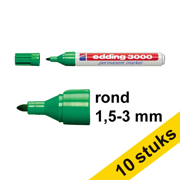 Edding Aanbieding: 10x Edding 3000 permanent marker groen (1,5 - 3 mm rond)  240604 - 1