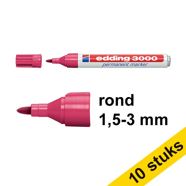 Edding Aanbieding: 10x Edding 3000 permanent marker karmijnrood (1,5 - 3 mm rond)  240571 - 1
