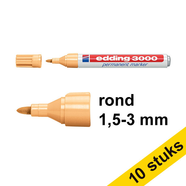 Edding Aanbieding: 10x Edding 3000 permanent marker licht oranje (1,5 - 3 mm rond)  240568 - 1