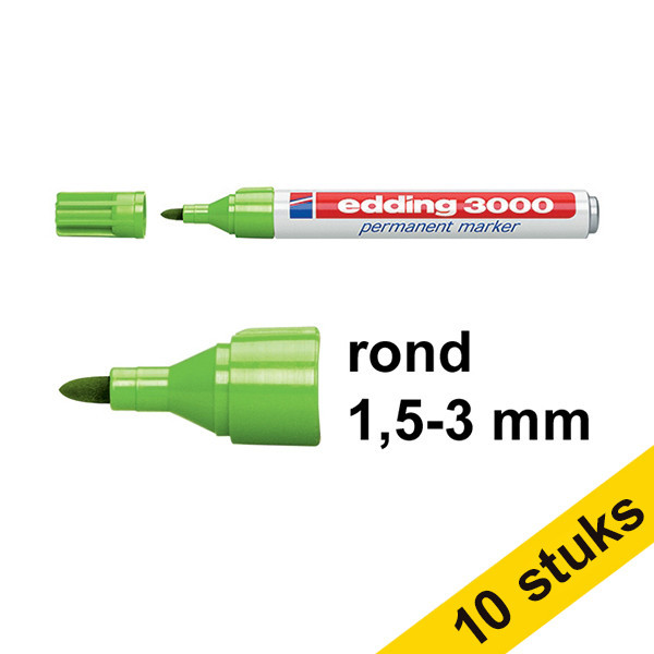 Edding Aanbieding: 10x Edding 3000 permanent marker lichtgroen (1,5 - 3 mm rond)  240563 - 1