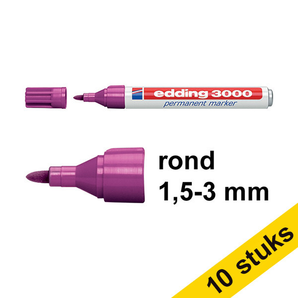 Edding Aanbieding: 10x Edding 3000 permanent marker magenta (1,5 - 3 mm rond)  240572 - 1