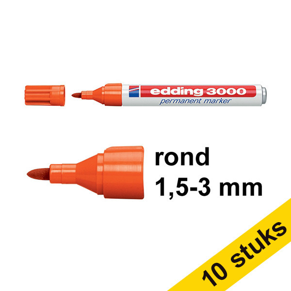 Edding Aanbieding: 10x Edding 3000 permanent marker oranje (1,5 - 3 mm rond)  240558 - 1