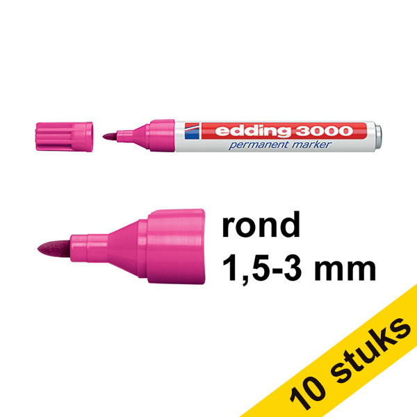 Edding Aanbieding: 10x Edding 3000 permanent marker roze (1,5 - 3 mm rond)  240561 - 1