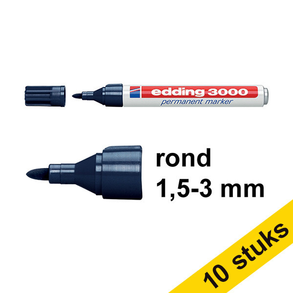 Edding Aanbieding: 10x Edding 3000 permanent marker staalblauw (1,5 - 3 mm rond)  240569 - 1