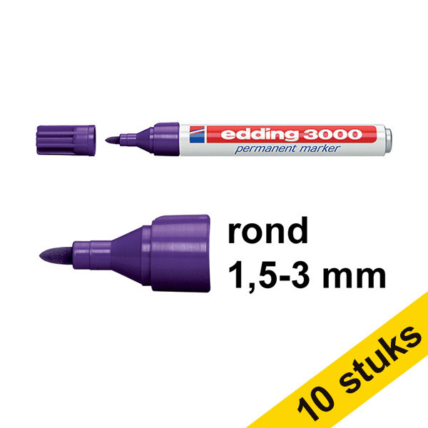 Edding Aanbieding: 10x Edding 3000 permanent marker violet (1,5 - 3 mm rond)  240560 - 1