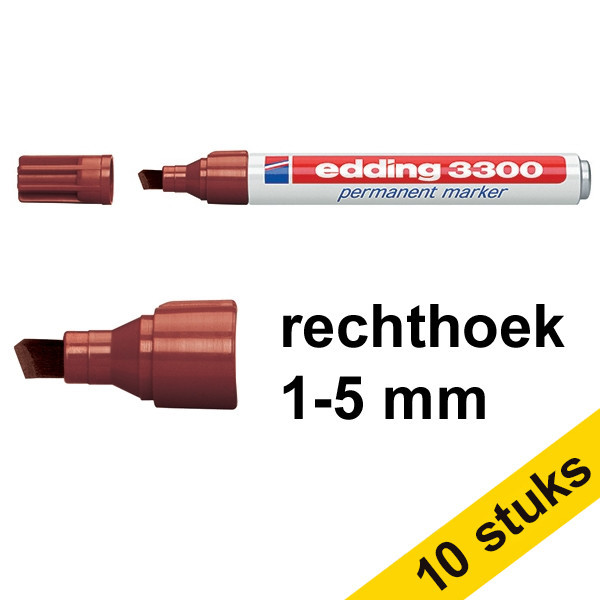 Edding Aanbieding: 10x Edding 3300 permanent marker bruin (1 - 5 mm beitel)  239753 - 1