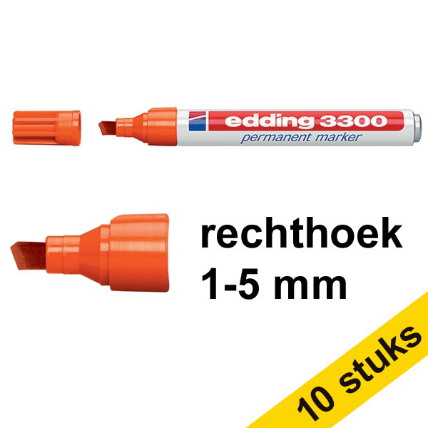 Edding Aanbieding: 10x Edding 3300 permanent marker oranje (1 - 5 mm beitel)  239759 - 1