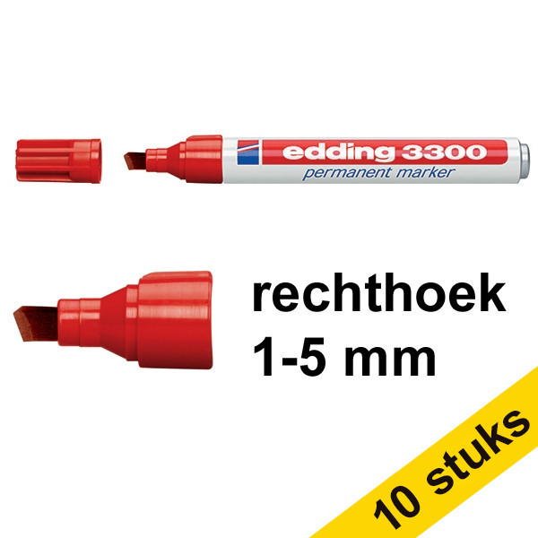 Edding Aanbieding: 10x Edding 3300 permanent marker rood (1 - 5 mm beitel)  239760 - 1