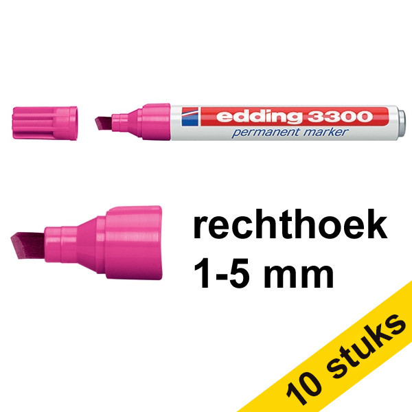Edding Aanbieding: 10x Edding 3300 permanent marker roze (1 - 5 mm beitel)  239761 - 1