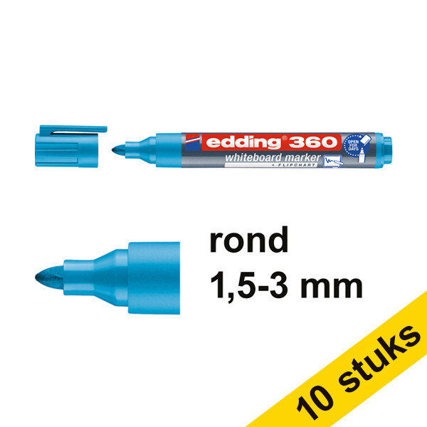 Edding Aanbieding: 10x Edding 360 whiteboard marker lichtblauw (1,5 - 3 mm)  240553 - 1