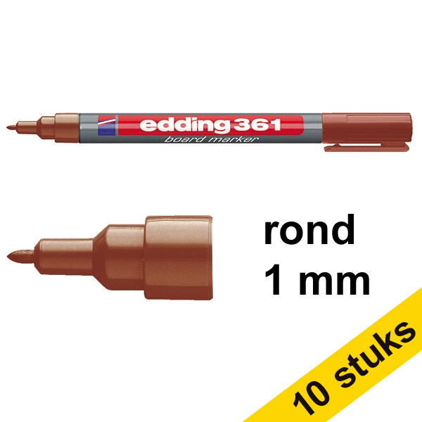 Edding Aanbieding: 10x Edding 361 whiteboard marker bruin (1 mm rond)  239510 - 1