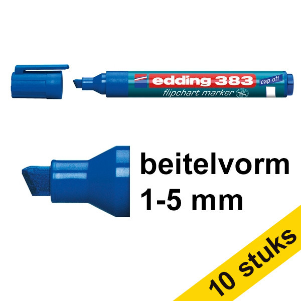 Edding Aanbieding: 10x Edding 383 flipchart marker blauw (1 - 5 mm beitel)  239769 - 1