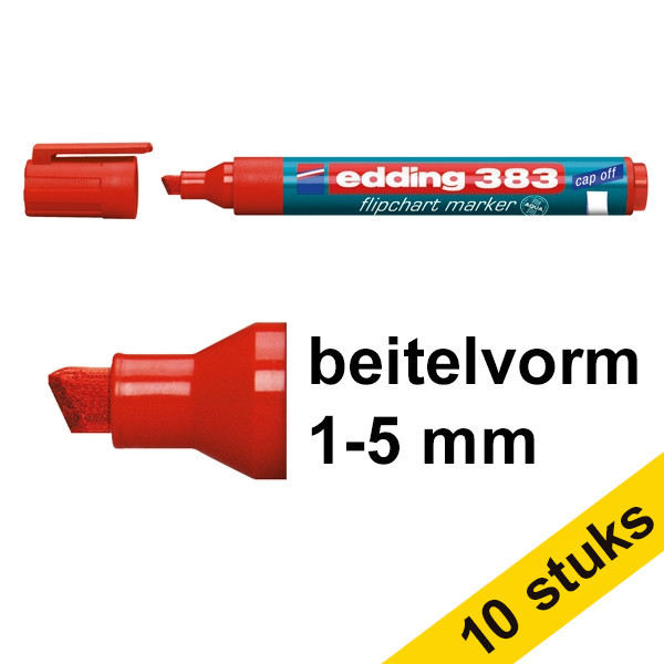 Edding Aanbieding: 10x Edding 383 flipchart marker rood (1 - 5 mm beitel)  239771 - 1