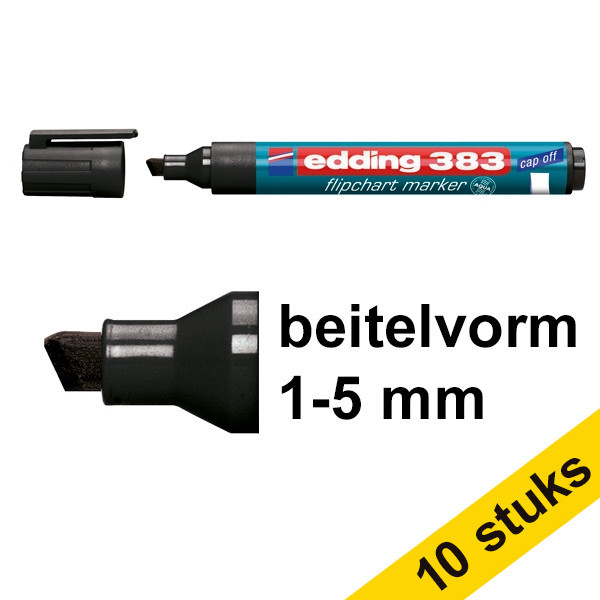 Edding Aanbieding: 10x Edding 383 flipchart marker zwart (1 - 5 mm beitel)  239772 - 1