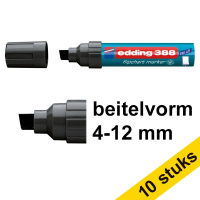 Aanbieding: 10x Edding 388 flipchart marker zwart (4 - 12 mm beitel)