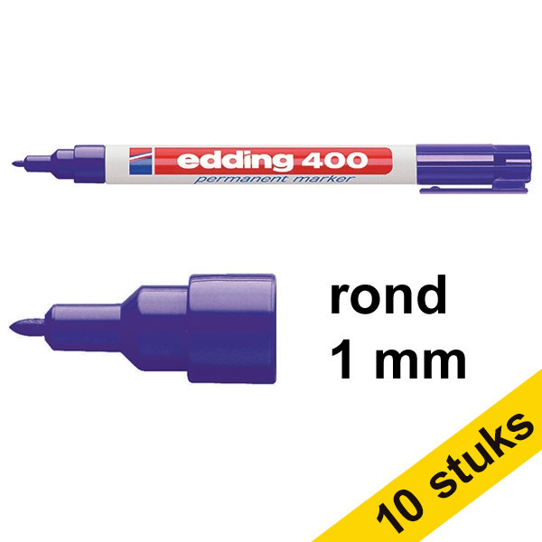 Edding Aanbieding: 10x Edding 400 permanent marker violet (1 mm rond)  239494 - 1