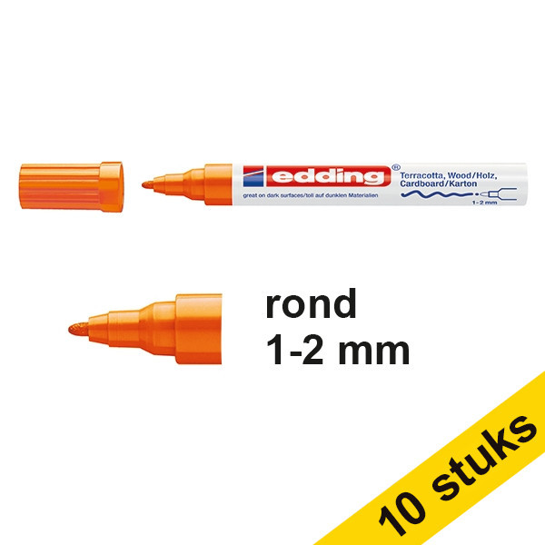 Edding Aanbieding: 10x Edding 4040 matlakmarker oranje (1 - 2 mm rond)  239794 - 1