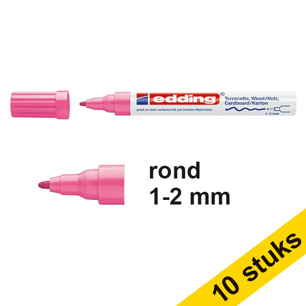 Edding Aanbieding: 10x Edding 4040 matlakmarker roze (1 - 2 mm rond)  239796 - 1