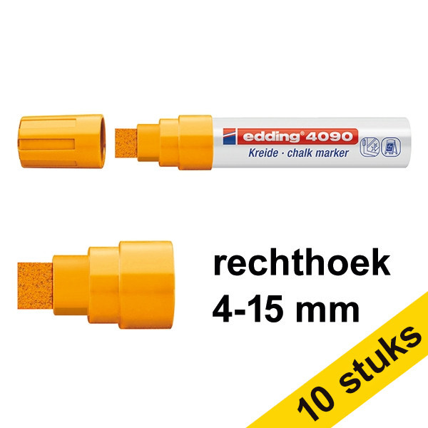 Aanbieding: 10x Edding 4090 krijtstift neon-oranje (4 - 15 mm beitel) 239529 - 1