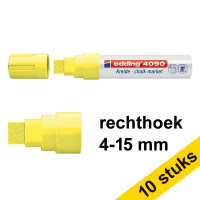Aanbieding: 10x Edding 4090 krijtstift neongeel (4 - 15 mm beitel)