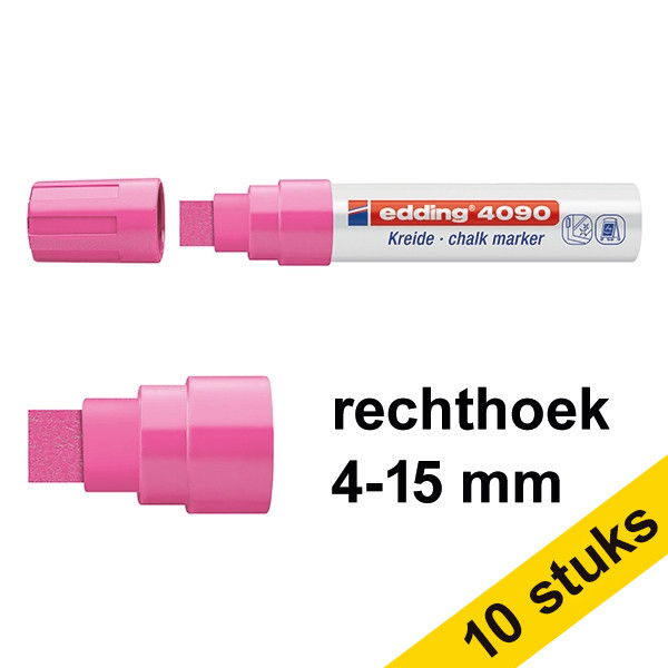 Aanbieding: 10x Edding 4090 krijtstift neonroze (4 - 15 mm beitel) 239530 - 1